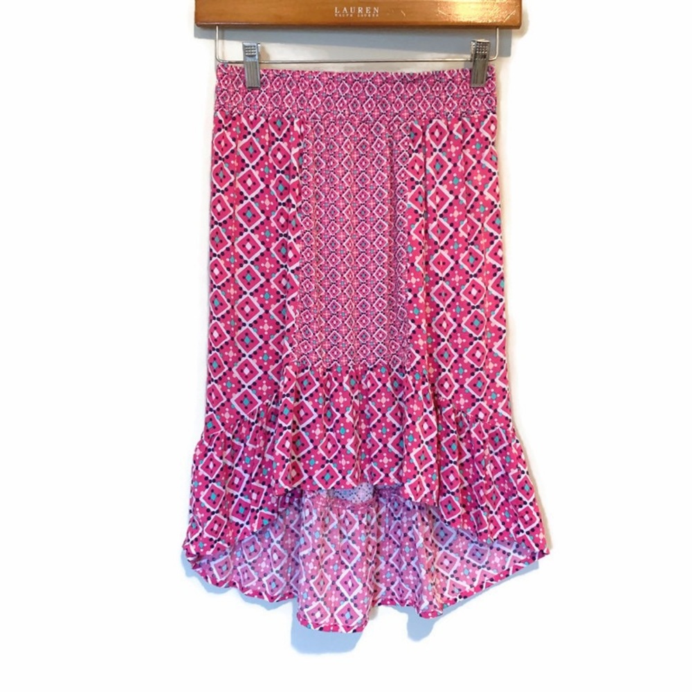 Crazy 8 Pink Patterned High Low Skirt Size M 7-8